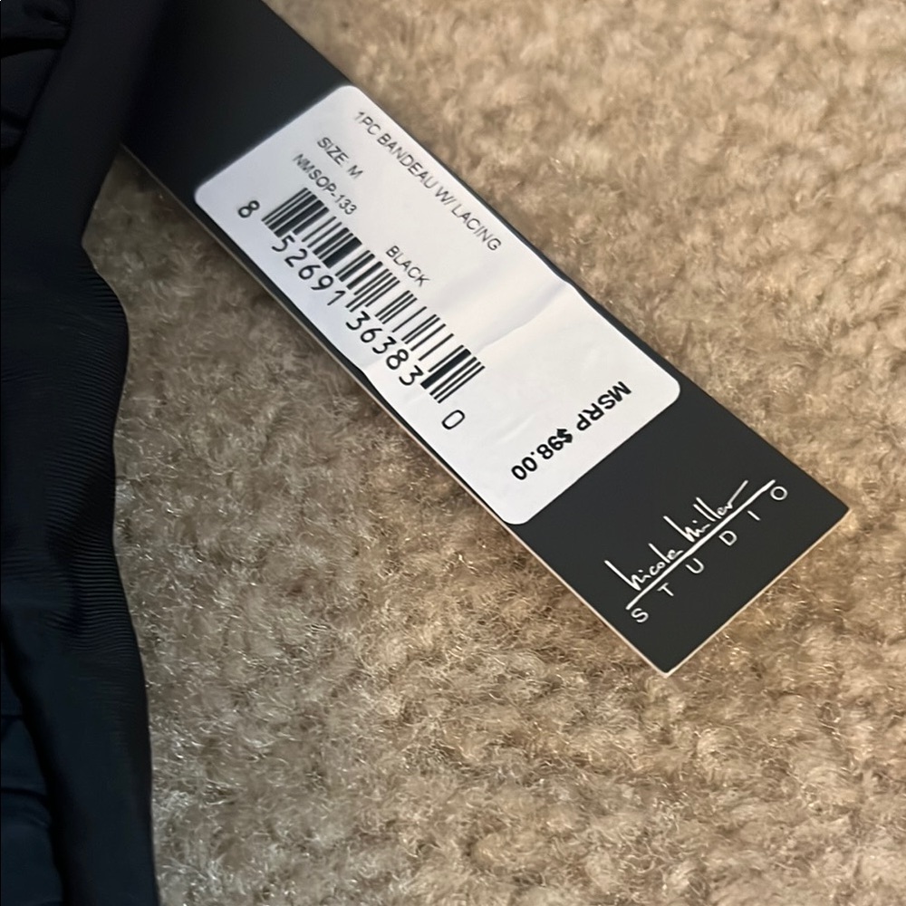 NWT! Black Ruched Swimsuit - Picture 2 of 3